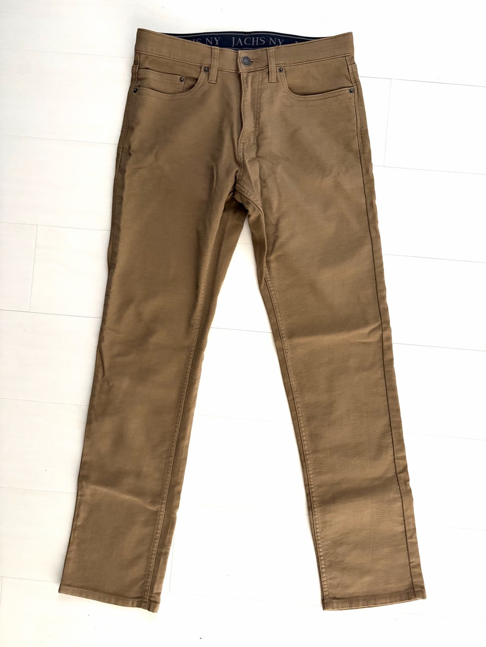 Jachs Straight Fit 5 Pocket Flex Waistband Jeans in Tan Casual Comfy Waist 30”